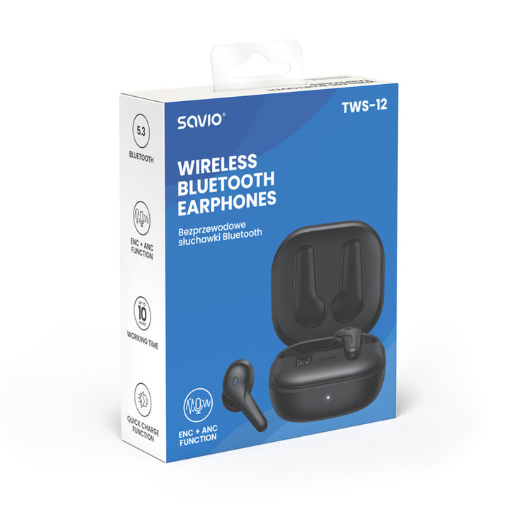 Savio Wireless Kopfhörer, Bluetooth 5.3, ANC, USB-C, schwarz