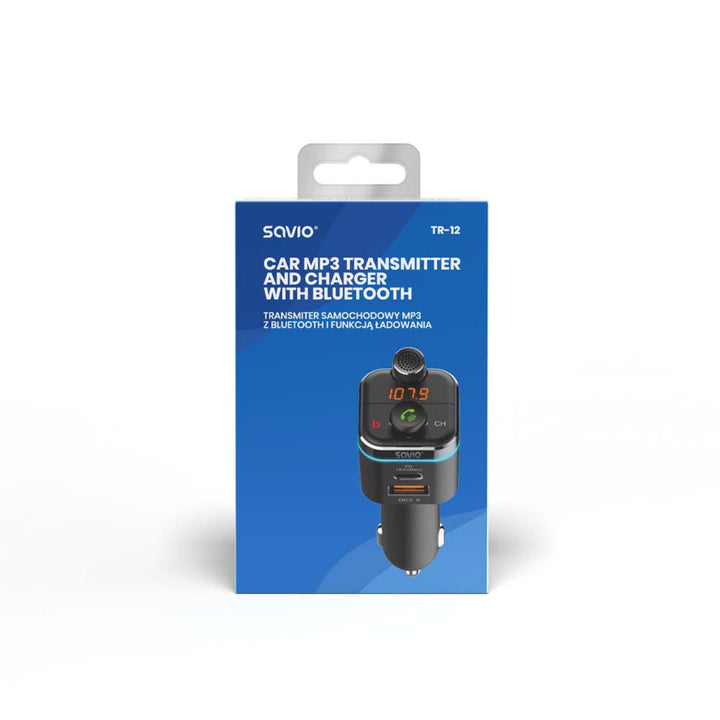 Savio MP3-Autosender, Bluetooth 5.0, Ladefunktion, schwarz, SAVFMTRANSTR-12