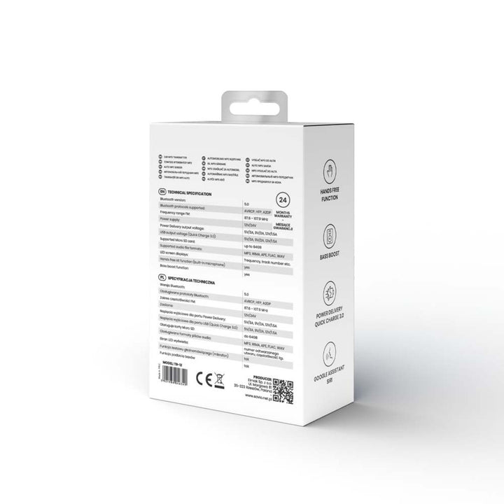 Savio MP3-Autosender, Bluetooth 5.0, Ladefunktion, schwarz, SAVFMTRANSTR-12