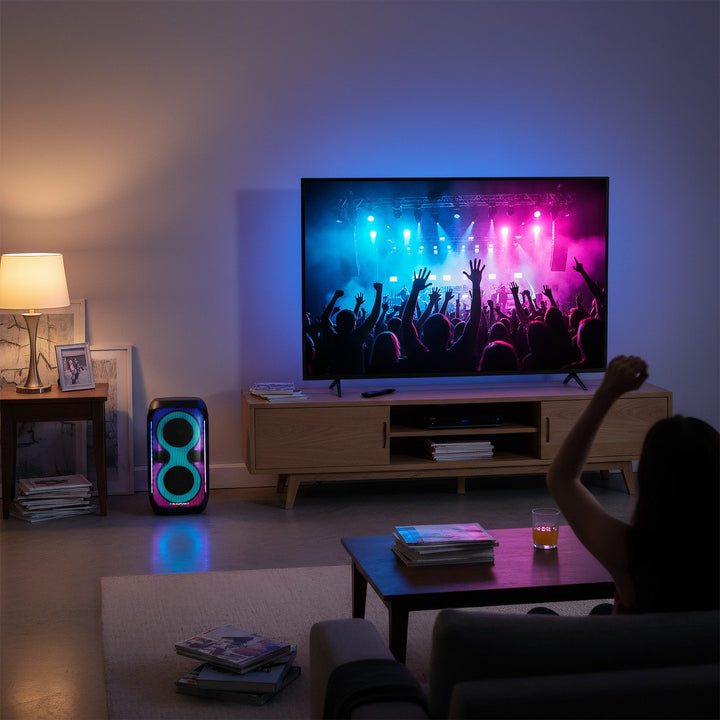 Blaupunkt Party Box Speaker, LED-Beleuchtung, Bluetooth, USB und AUX, FM-Radio, Karaoke-Funktion, Fernbedienung, Batterielaufzeit bis zu 18h, PB60X