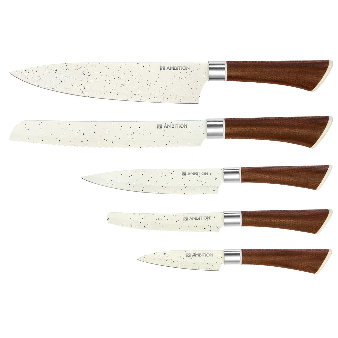 Natur 6-teiliges Blockmesserset AMBITION, Antihaftbeschichtung