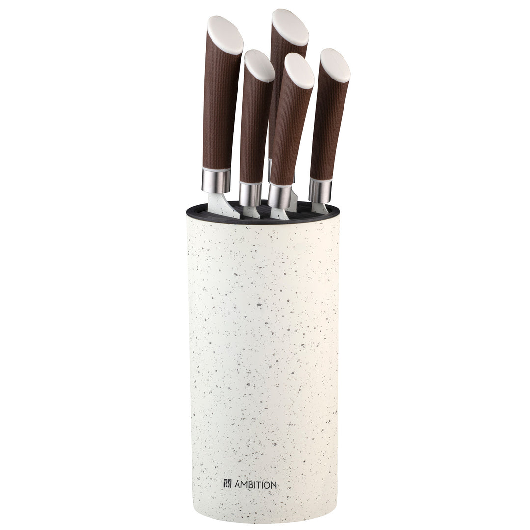 Natur 6-teiliges Blockmesserset AMBITION, Antihaftbeschichtung