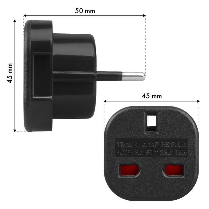 Maclean UK-Steckdose auf EU-Stecker-Adapter, schwarz, MCE72, 4 Stück