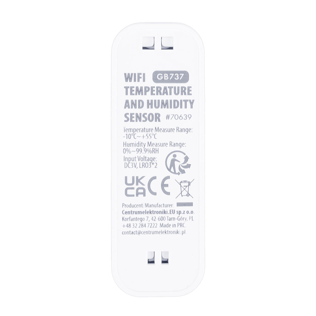 GreenBlue WLAN-Temperatur- und Feuchtigkeitssensor, Android/iOS/Alexa/Google Home, 3,0 V Gleichstrom, LR03x2, GB737