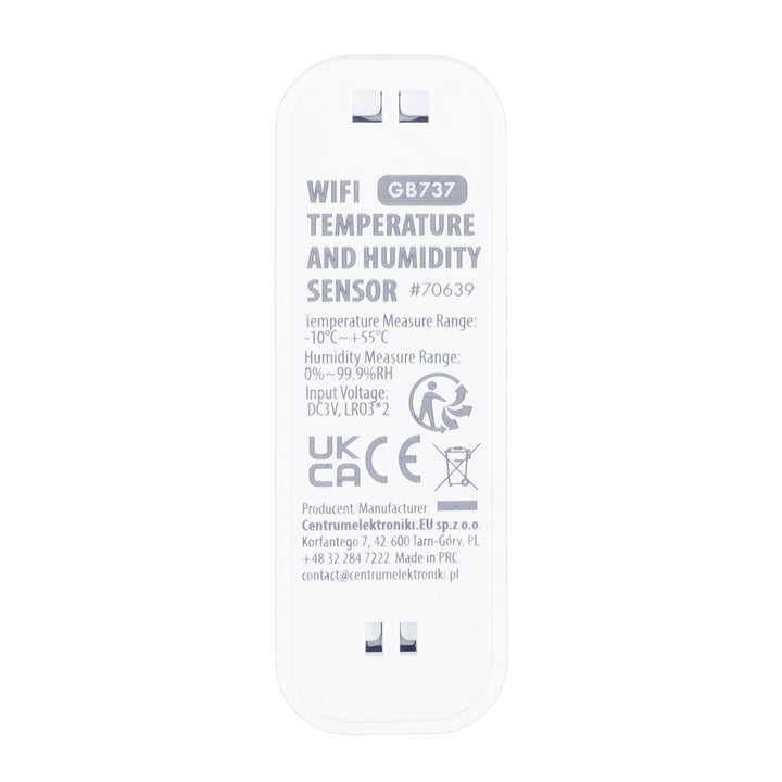 GreenBlue WLAN-Temperatur- und Feuchtigkeitssensor, Android/iOS/Alexa/Google Home, 3,0 V Gleichstrom, LR03x2, GB737