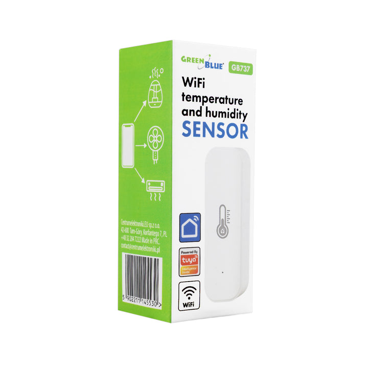 GreenBlue WLAN-Temperatur- und Feuchtigkeitssensor, Android/iOS/Alexa/Google Home, 3,0 V Gleichstrom, LR03x2, GB737