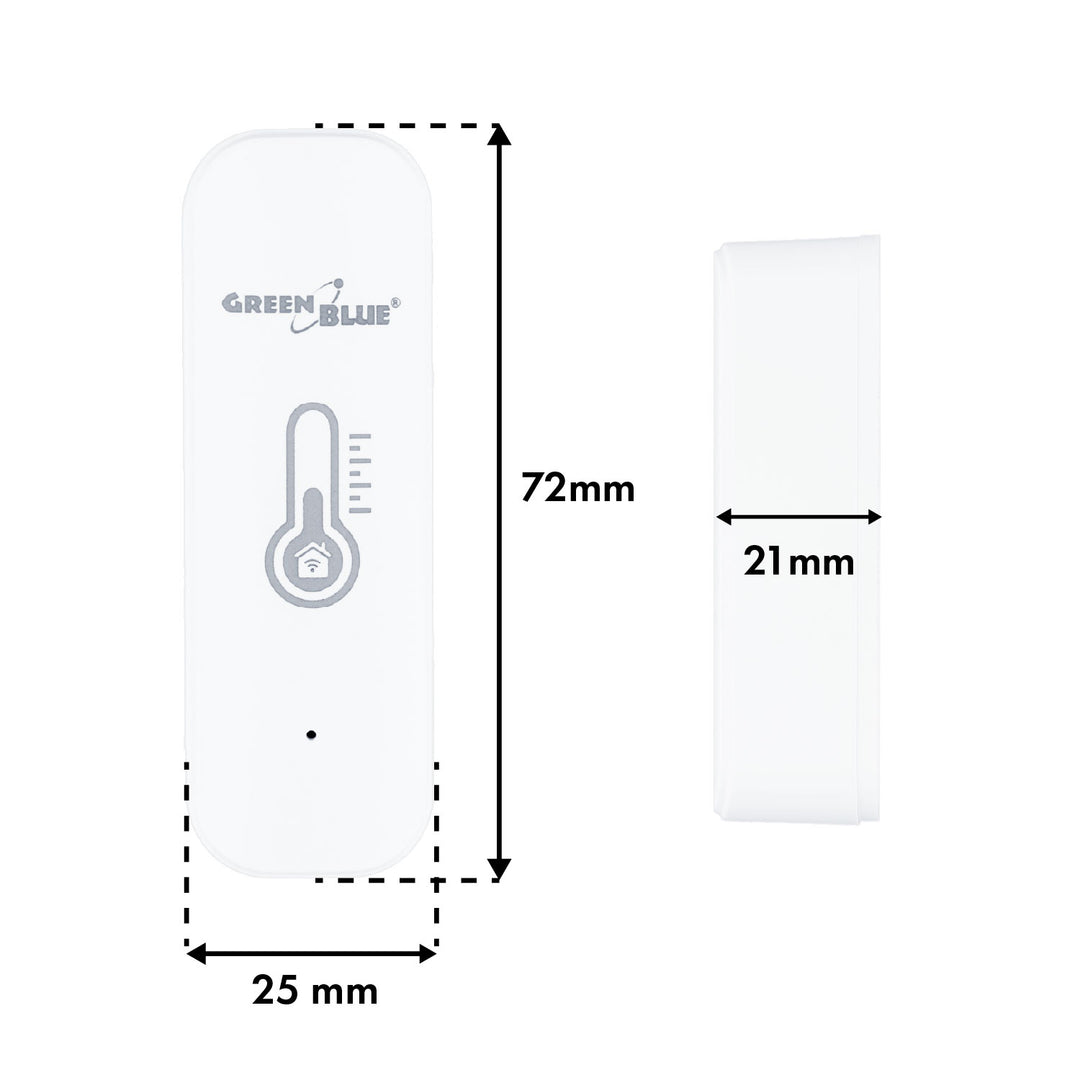 GreenBlue WLAN-Temperatur- und Feuchtigkeitssensor, Android/iOS/Alexa/Google Home, 3,0 V Gleichstrom, LR03x2, GB737
