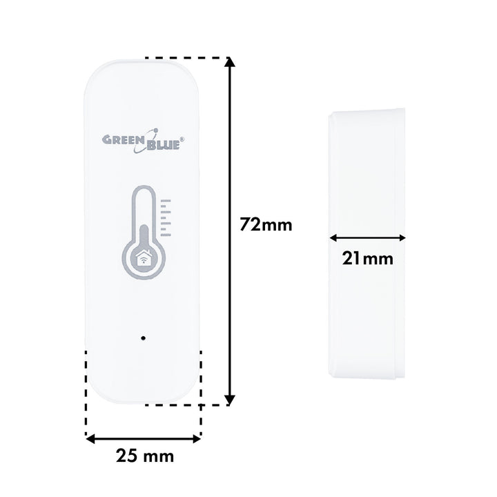 GreenBlue WLAN-Temperatur- und Feuchtigkeitssensor, Android/iOS/Alexa/Google Home, 3,0 V Gleichstrom, LR03x2, GB737