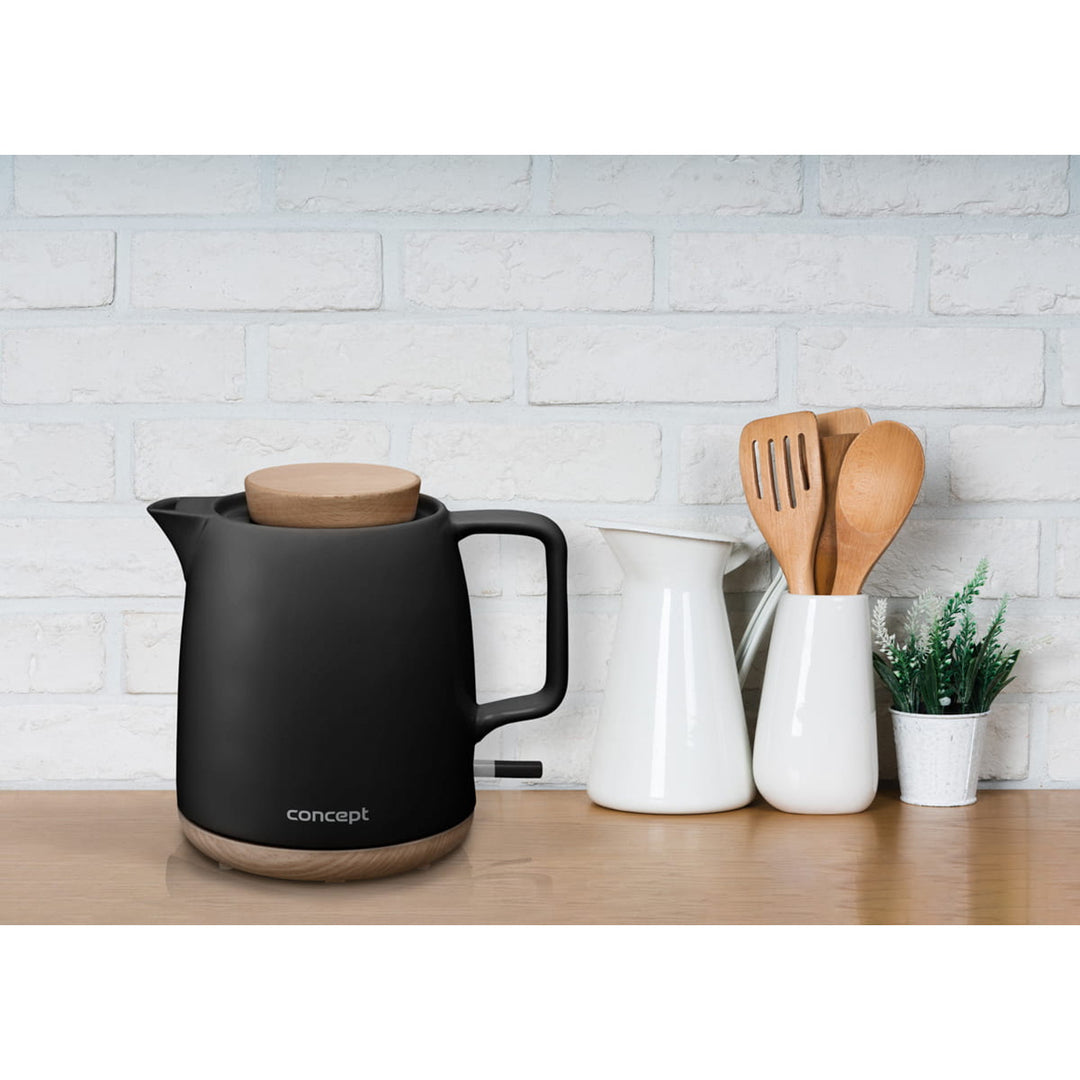 Elektrischer Wasserkocher Concept, Fassungsvermögen 1 l, 1200 W, Farbe: Schwarz, Strix-Anschluss, Kalkfilter, drehbarer Sockel, RK0086