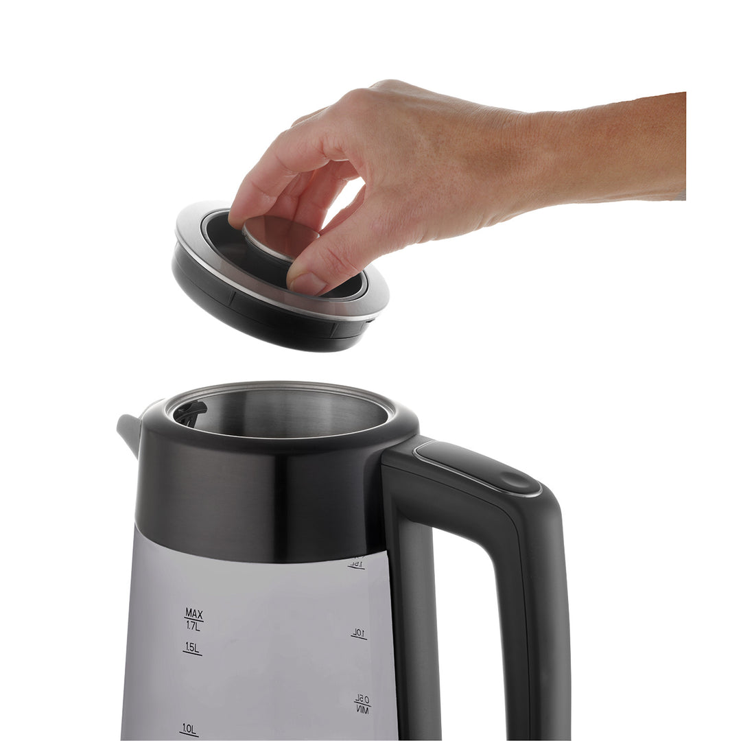 Concept Glas-Wasserkocher, Fassungsvermögen 1,7 l, Leistung 1850–2200 W, Farbe Schwarz, Strix-Anschluss, Temperaturregelung, digitale Steuerung, RK4195