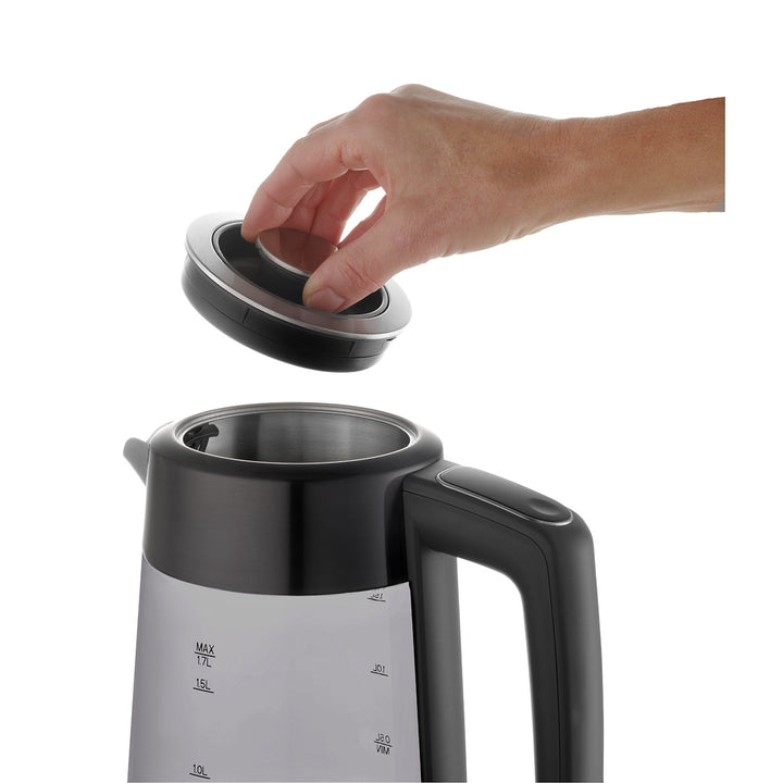 Concept Glas-Wasserkocher, Fassungsvermögen 1,7 l, Leistung 1850–2200 W, Farbe Schwarz, Strix-Anschluss, Temperaturregelung, digitale Steuerung, RK4195