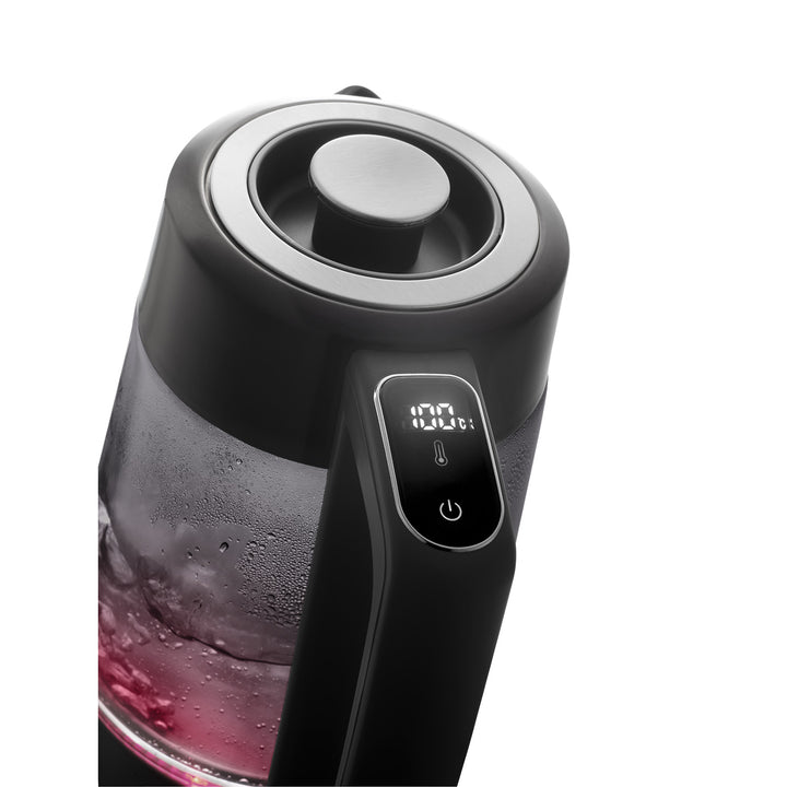 Concept Glas-Wasserkocher, Fassungsvermögen 1,7 l, Leistung 1850–2200 W, Farbe Schwarz, Strix-Anschluss, Temperaturregelung, digitale Steuerung, RK4195