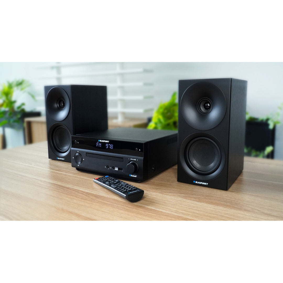 Blaupunkt Micro-Stereoanlage, Leistung 150 W, FM-Radio, AUX-Anschluss und USB-Anschluss, Bluetooth, HDMI-Eingang, Wecker, LED-Display, Farbe: Schwarz, MS30.02BT