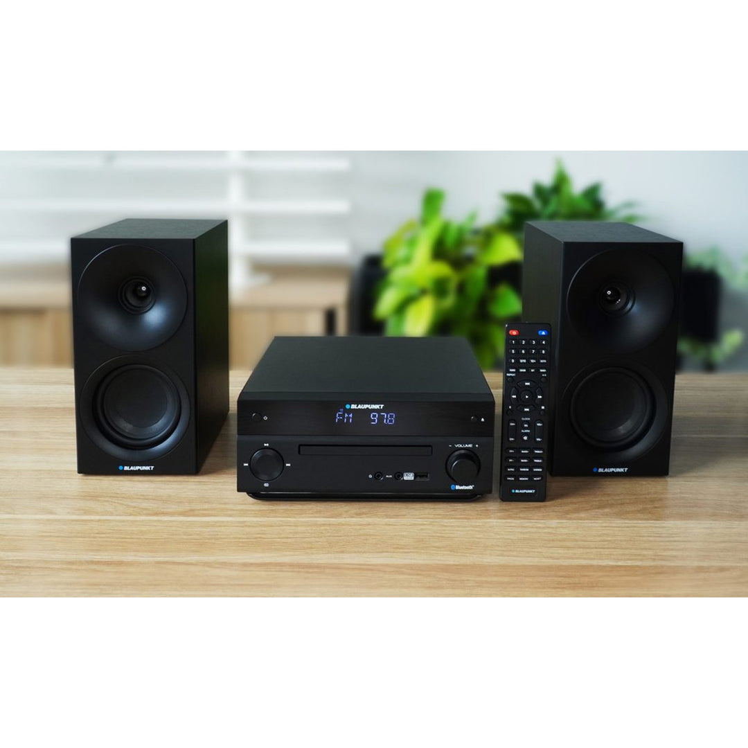 Blaupunkt Micro-Stereoanlage, Leistung 150 W, FM-Radio, AUX-Anschluss und USB-Anschluss, Bluetooth, HDMI-Eingang, Wecker, LED-Display, Farbe: Schwarz, MS30.02BT