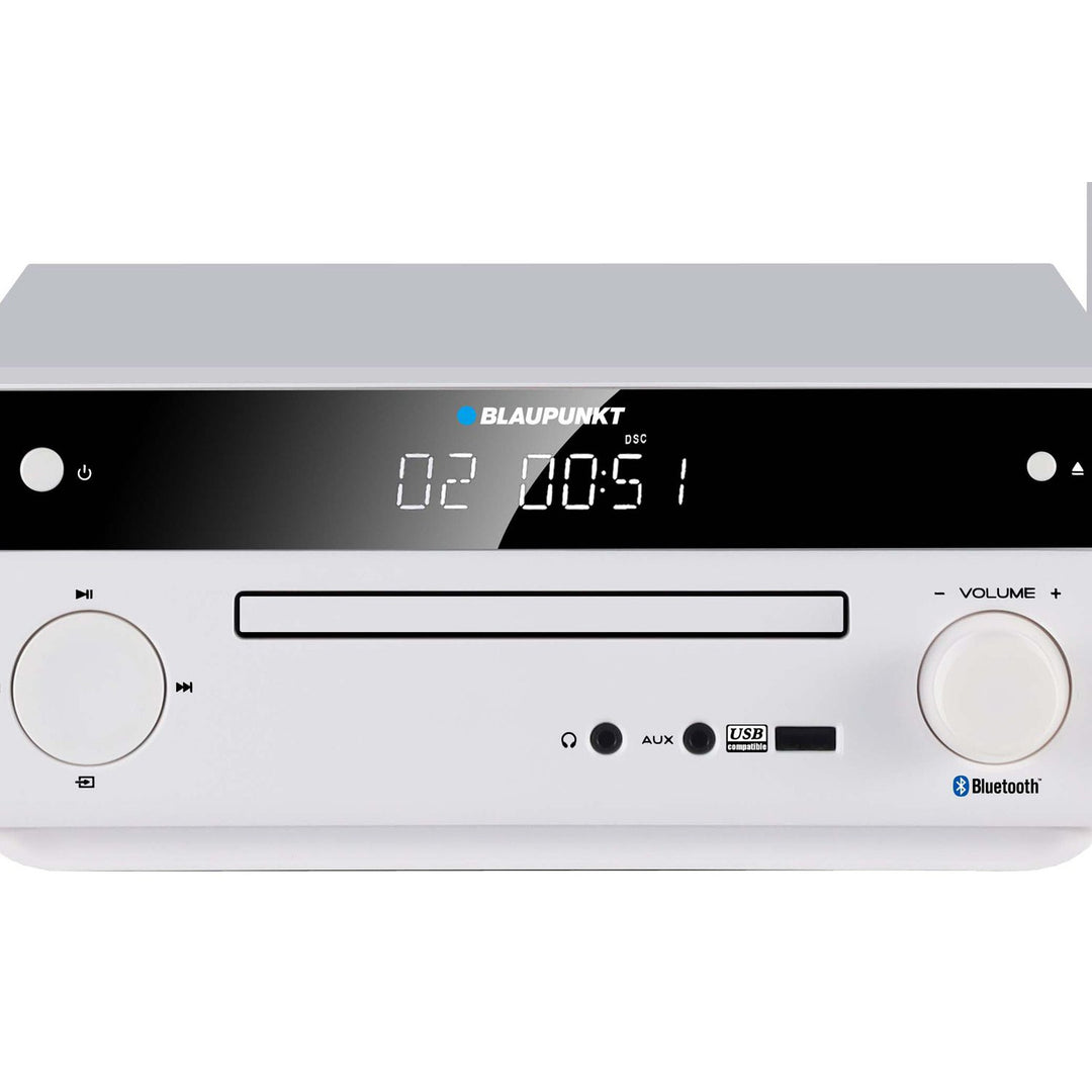 Blaupunkt Micro-Stereoanlage, Leistung 150 W, FM-Radio, AUX-Anschluss und USB-Anschluss, Bluetooth, HDMI-Eingang, Wecker, LED-Display, Farbe: Weiß, MS30.02BT