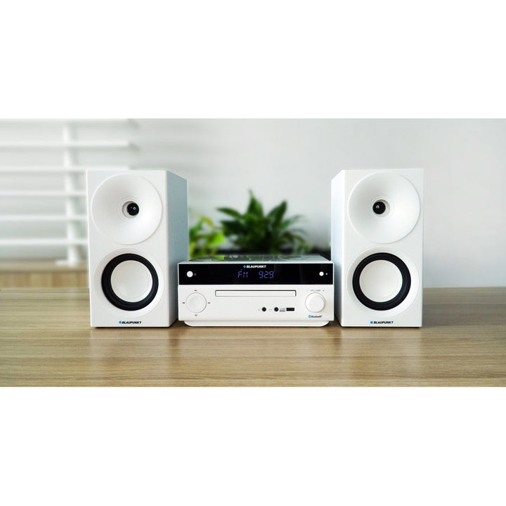 Blaupunkt Micro-Stereoanlage, Leistung 150 W, FM-Radio, AUX-Anschluss und USB-Anschluss, Bluetooth, HDMI-Eingang, Wecker, LED-Display, Farbe: Weiß, MS30.02BT