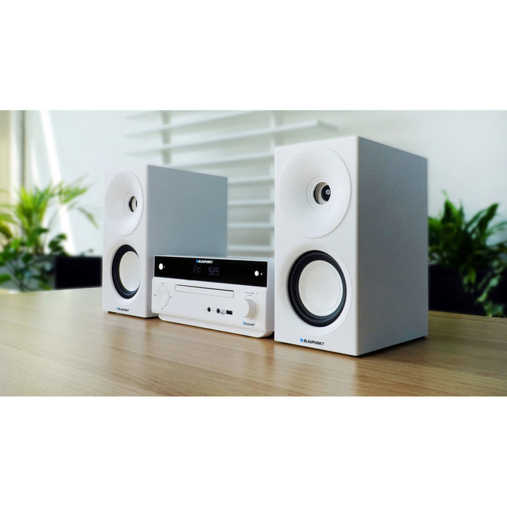 Blaupunkt Micro-Stereoanlage, Leistung 150 W, FM-Radio, AUX-Anschluss und USB-Anschluss, Bluetooth, HDMI-Eingang, Wecker, LED-Display, Farbe: Weiß, MS30.02BT