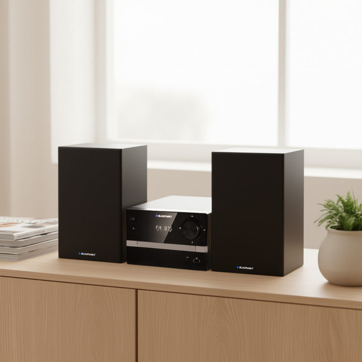 Blaupunkt Micro-Stereoanlage, Bluetooth, FM-Radio, 20 W RMS Leistung, Uhr mit Weckfunktion, CD/MP3/USB/AUX, MS9BT