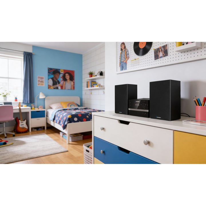 Blaupunkt Micro-Stereoanlage, Bluetooth, FM-Radio, 20 W RMS Leistung, Uhr mit Weckfunktion, CD/MP3/USB/AUX, MS9BT