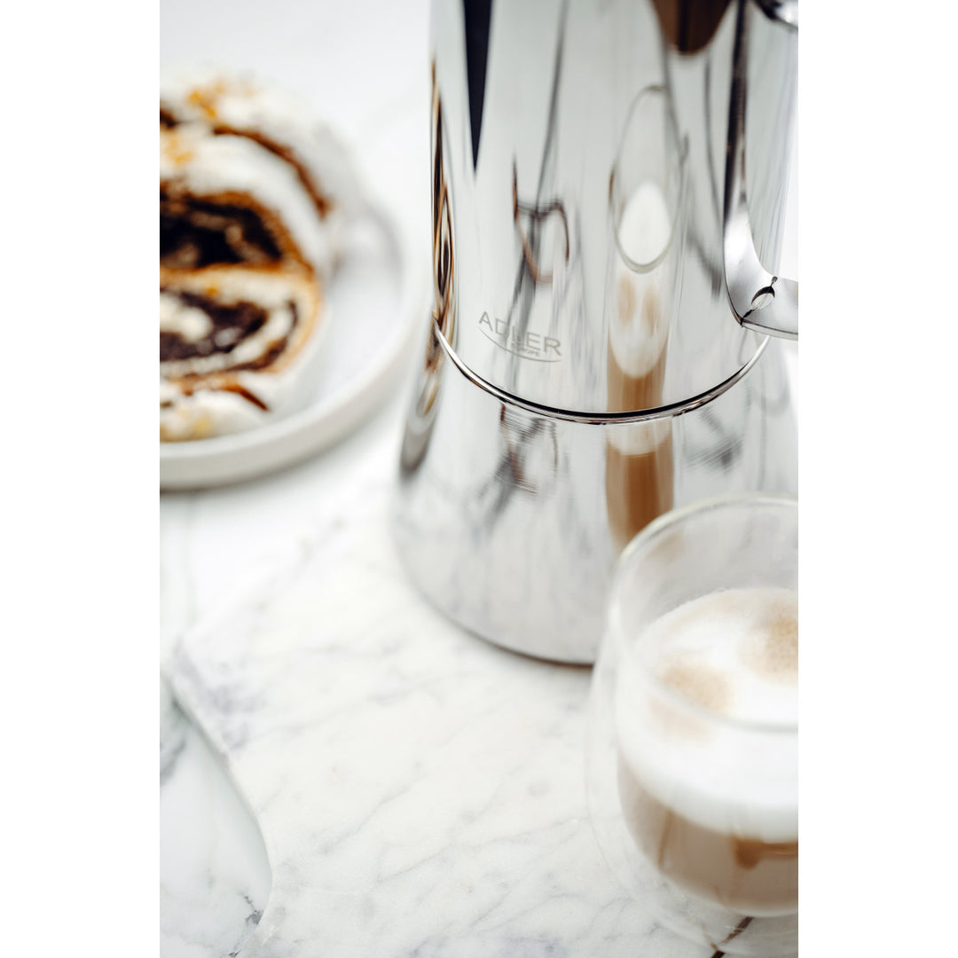 Adler Kaffeemaschine, Espresso-Kaffeemaschine, Fassungsvermögen 620 ml, Farbe: Stahlsilber, AD 4417