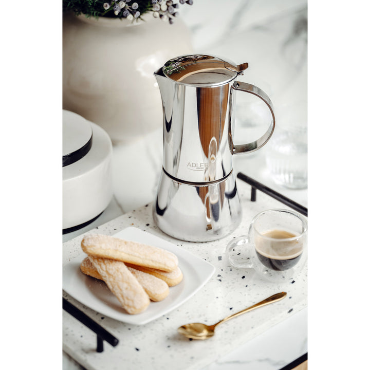 Adler Kaffeemaschine, Espresso-Kaffeemaschine, Fassungsvermögen 620 ml, Farbe: Stahlsilber, AD 4417