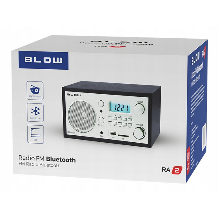 Blow tragbares Analogradio, Bluetooth-Funktion, USB-, AUX- und SD-Anschlüsse, AM/FM-Radioempfang, LCD-Display, Uhr und Wecker, 77-531#