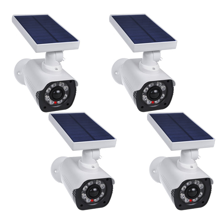 Solar-Kameraattrappe, blinkende LED, Bewegungssensor, LED-Beleuchtung, kostenloser Aufkleber, SOL1800S, 4 Stück