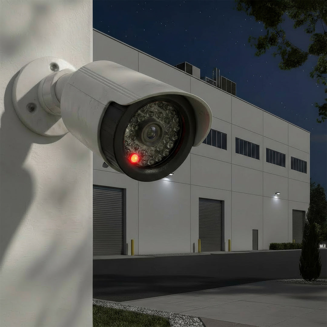 Attrappe einer Röhrenkamera, IR-LEDs, weiß, Stromversorgung 2xAA (im Lieferumfang enthalten), ABS, IR1800 W