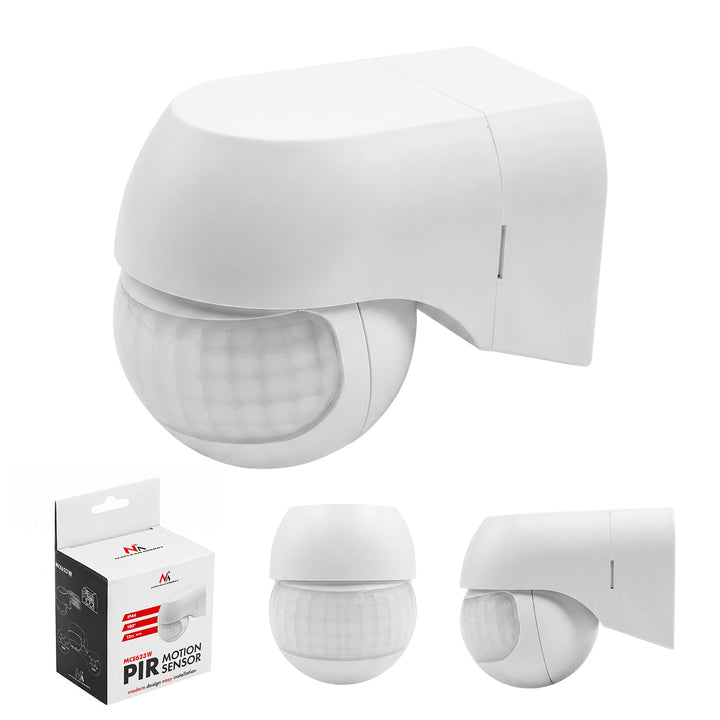 Maclean PIR-Bewegungsmelder 12–24 V, Infrarot, IP44, weiß, Reichweite 12 m, max. Last 60/120 W, MCE623 W