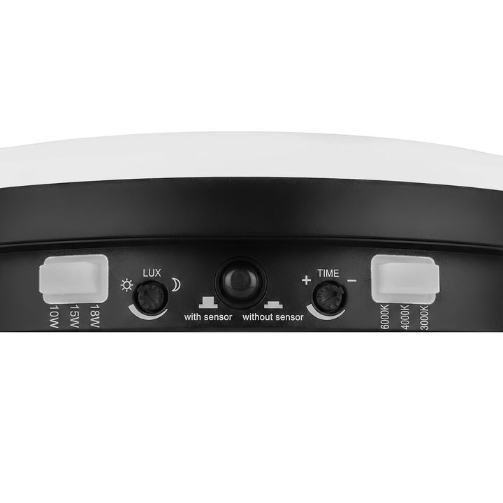 Maclean LED-Leuchte mit Bewegungsmelder, PIR-Sensor, schwarz, 10 W/15 W/18 W, IP65, einstellbare Farbtemperatur 3000/4000/6000 K, MCE535 B