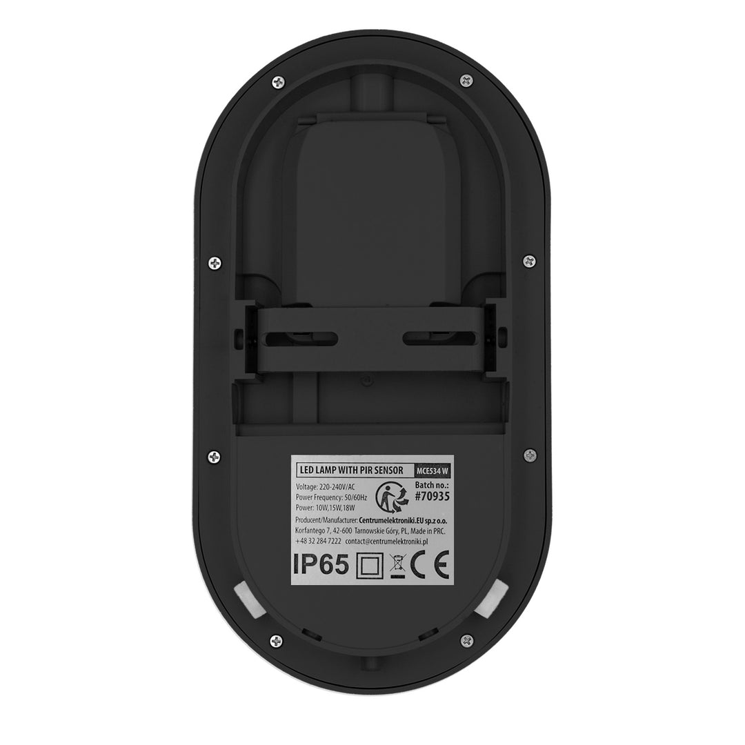 Maclean LED-Leuchte mit Bewegungsmelder, PIR-Sensor, schwarz, 10 W/15 W/18 W, IP65, einstellbare Farbtemperatur 3000/4000/6000 K, MCE534 B