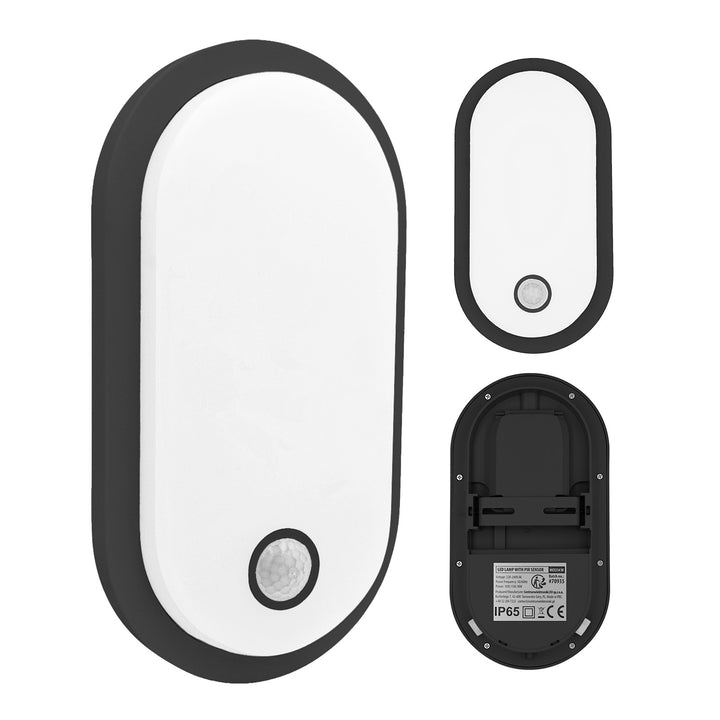 Maclean LED-Leuchte mit Bewegungsmelder, PIR-Sensor, schwarz, 10 W/15 W/18 W, IP65, einstellbare Farbtemperatur 3000/4000/6000 K, MCE534 B