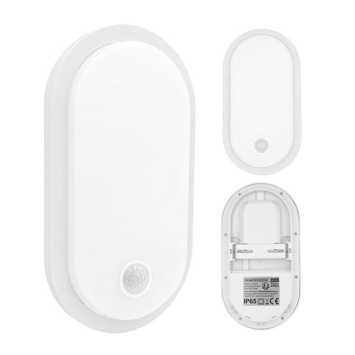 Maclean LED-Leuchte mit Bewegungsmelder, PIR-Sensor, weiß, 10 W/15 W/18 W, IP65, einstellbare Farbtemperatur 3000/4000/6000 K, MCE534 W