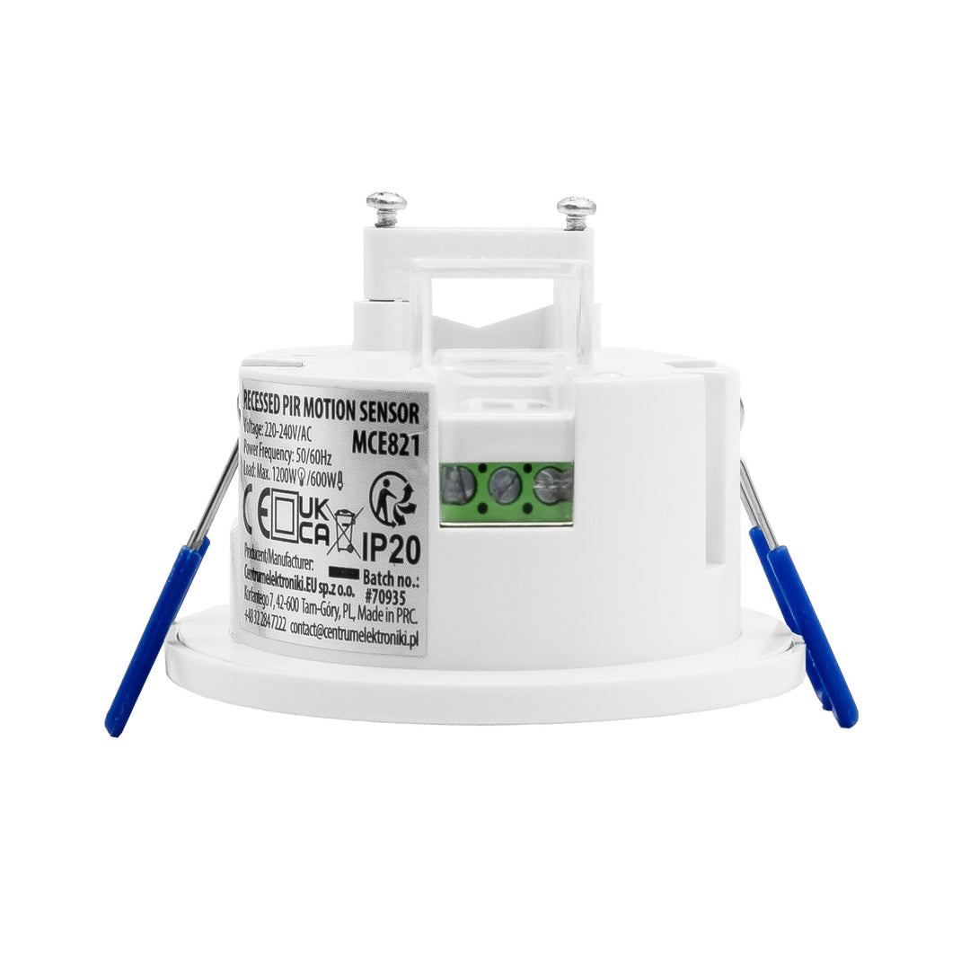 Maclean PIR-Bewegungsmelder, Unterputzmontage, Reichweite 8 m, 600 W/1200 W, 220–240 V AC, 50/60 Hz, MCE821
