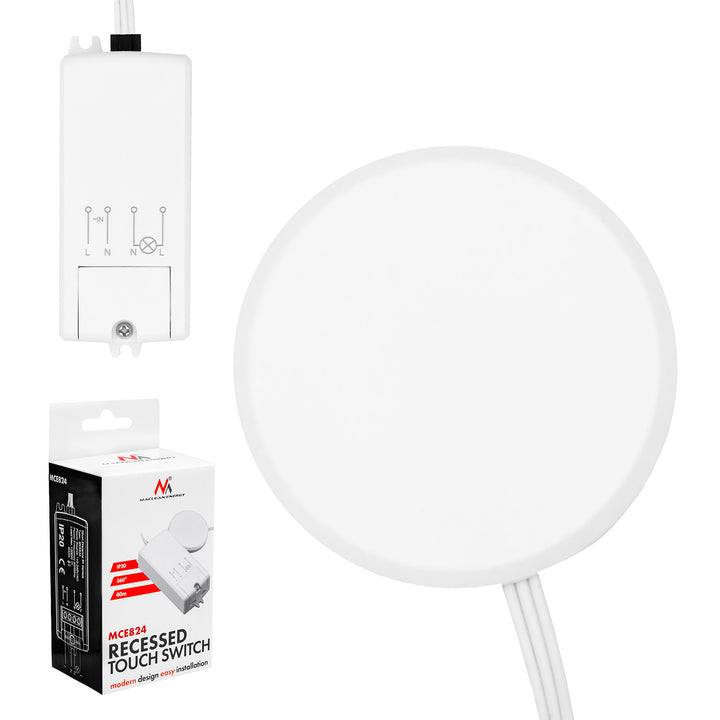 Maclean Unterputz-Touchschalter, <40 mm, 110–240 V AC, max. Belastbarkeit 600 W für LED, MCE824