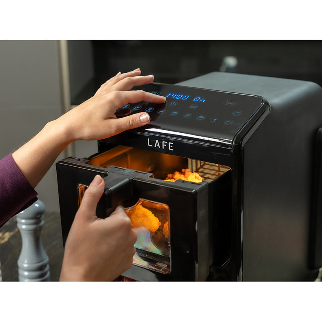 LAFE Fettfreie Fritteuse, Air Fryer, 2 Kammern 5 l, Leistung 2460 W, LCD-Display, Dual Fry