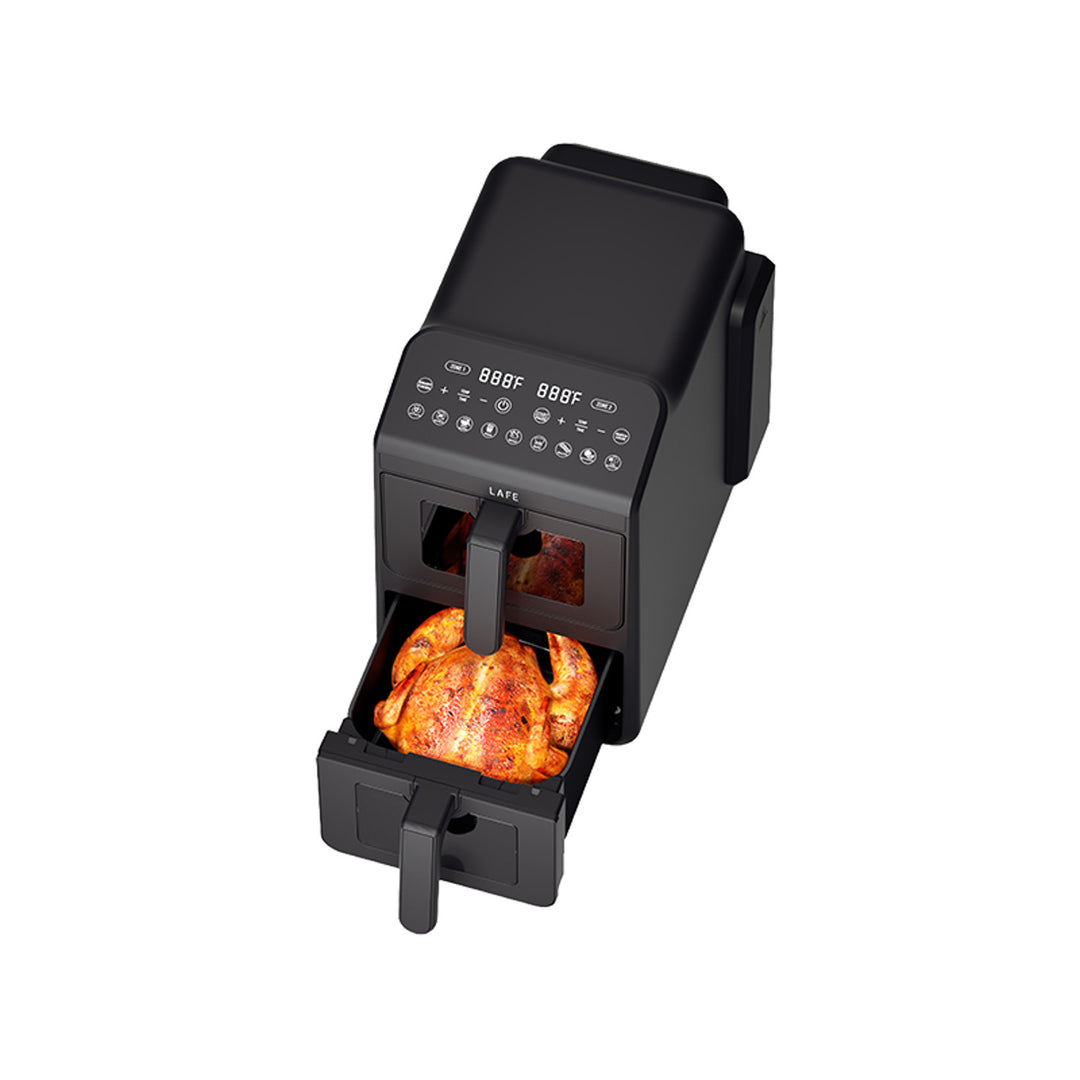 LAFE Fettfreie Fritteuse, Air Fryer, 2 Kammern 5 l, Leistung 2460 W, LCD-Display, Dual Fry