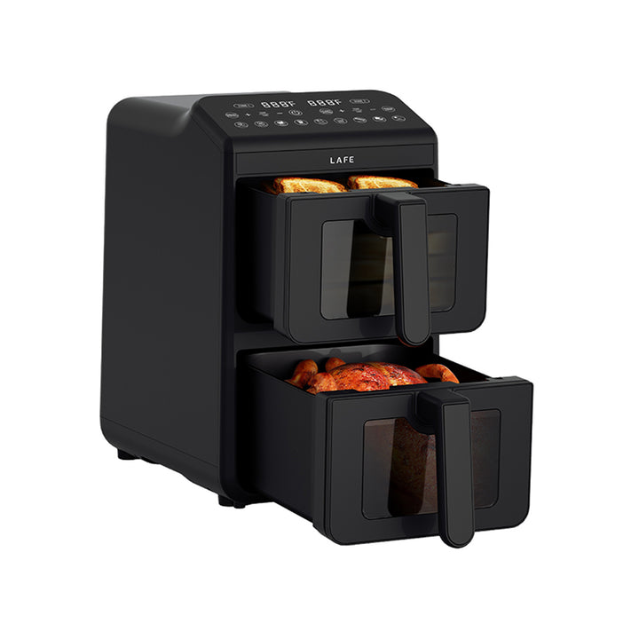 LAFE Fettfreie Fritteuse, Air Fryer, 2 Kammern 5 l, Leistung 2460 W, LCD-Display, Dual Fry