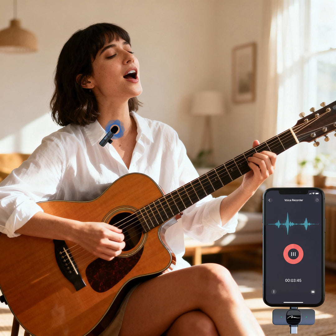 MICRO-MIC DUO – 2x drahtloses Ansteckmikrofon (Set), mit Clip, iOS & Android (OTG), mini, hochempfindlich. USB-C & LIGHTNING, Mediatech