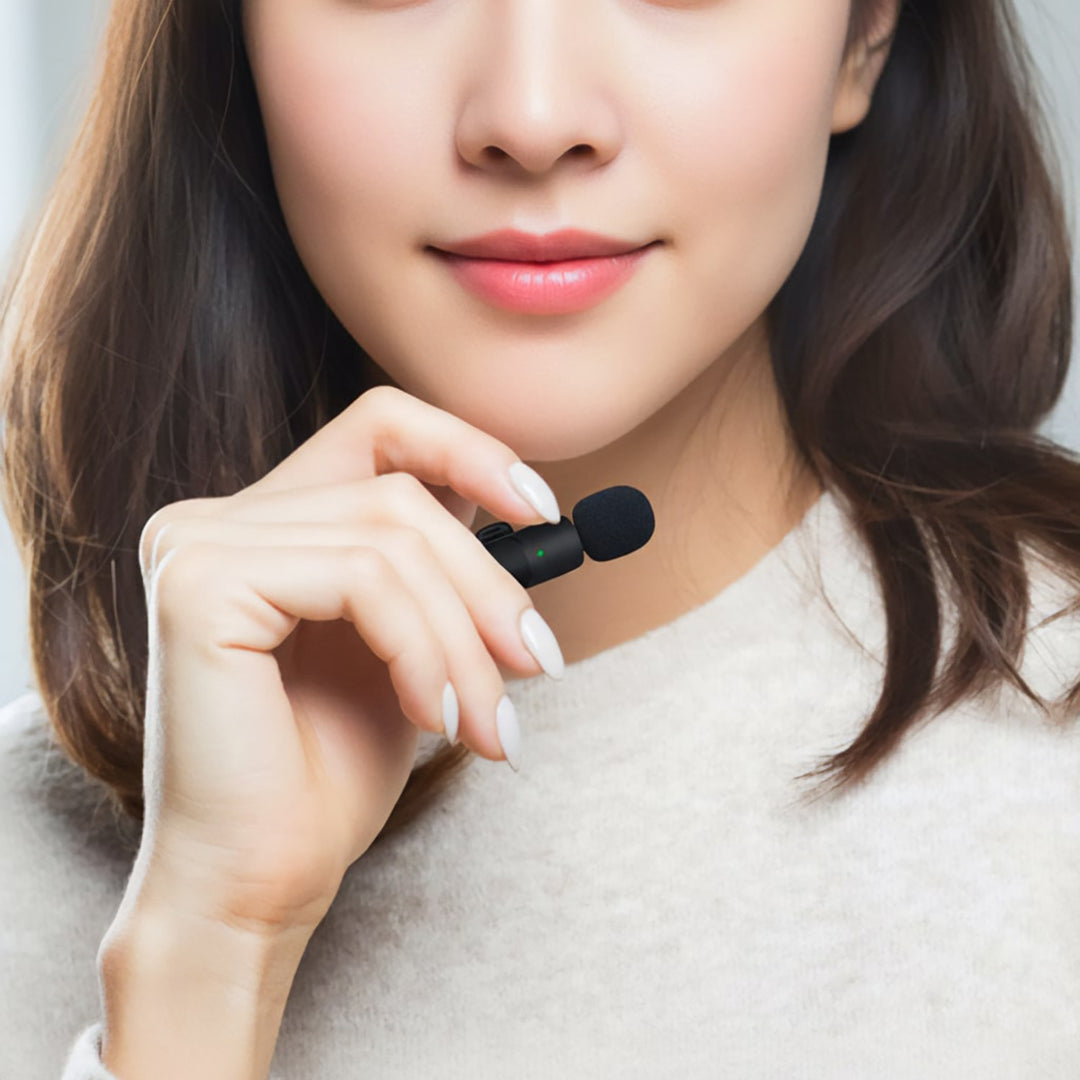 MICRO-MIC DUO – 2x drahtloses Ansteckmikrofon (Set), mit Clip, iOS & Android (OTG), mini, hochempfindlich. USB-C & LIGHTNING, Mediatech