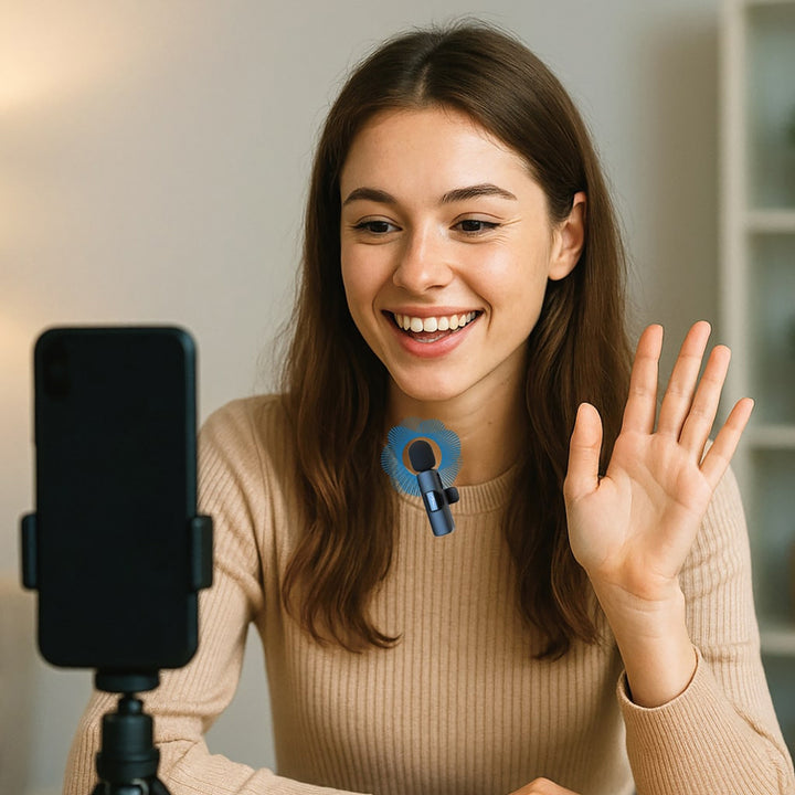 MICRO-MIC DUO – 2x drahtloses Ansteckmikrofon (Set), mit Clip, iOS & Android (OTG), mini, hochempfindlich. USB-C & LIGHTNING, Mediatech