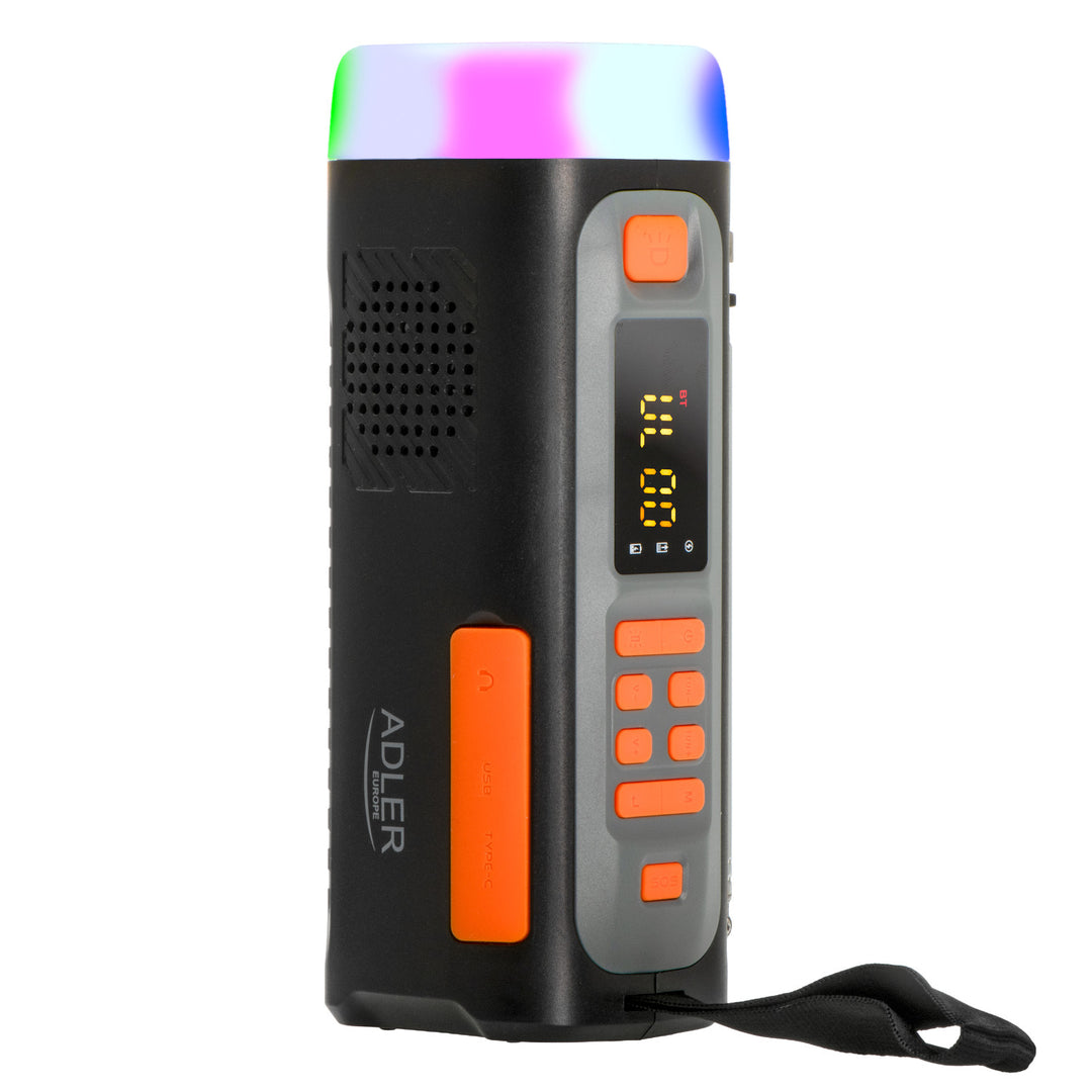 Adler Notfallradio mit Solarpanel, Kurbel und Powerbank, Bluetooth 5.0, 4-W-LED-Taschenlampe, 4500 mAh, AD 1920