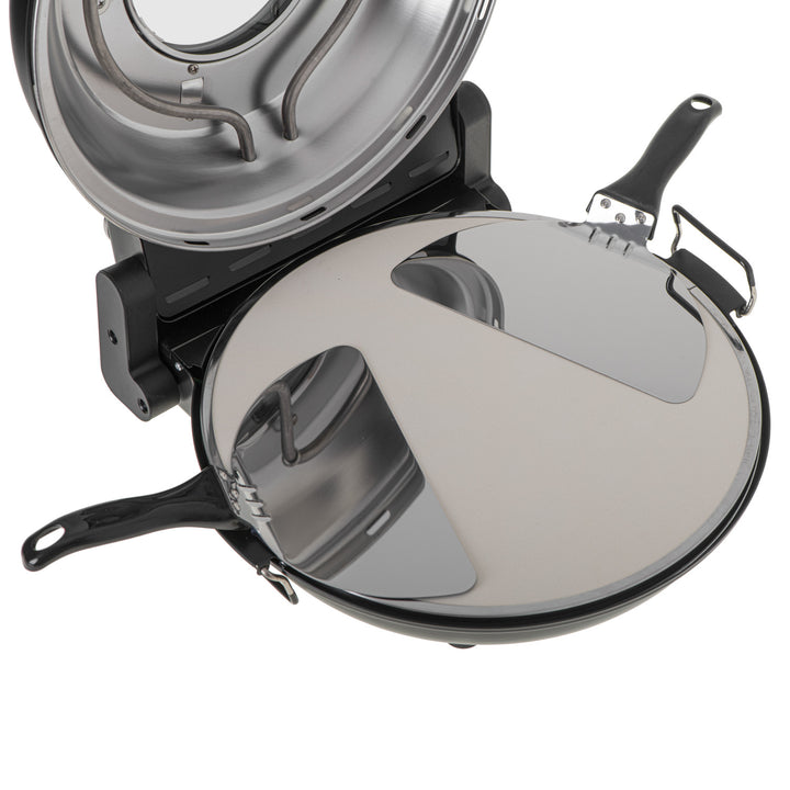 Adler Pizzaofen, Temperaturregelung bis 400 °C, Keramikstein, zwei Heizelemente, AD 6314