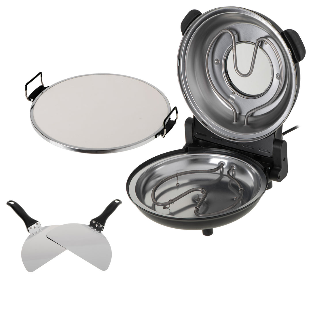 Adler Pizzaofen, Temperaturregelung bis 400 °C, Keramikstein, zwei Heizelemente, AD 6314