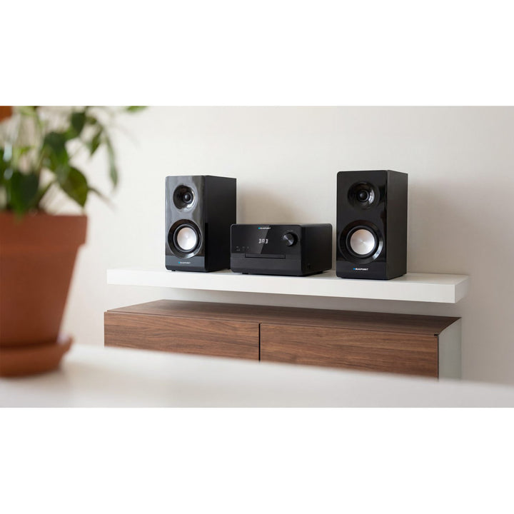 Blaupunkt Micro-Stereoanlage, 100 W RMS Leistung, DAB+-Tuner, LED-Display, FM-Radio, Teleskopantenne im Lieferumfang enthalten, HDMI-ARC-Anschluss, CD/MP3/USB/BT, Uhr mit Weckfunktion, MS49DAB