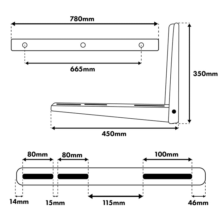 Halterung / Aufhängung für Maclean-Klimaanlagen / Wärmepumpen, Abmessungen 780 × 350 × 450 mm, verzinkter Stahl, bis zu 180 kg, MC-146