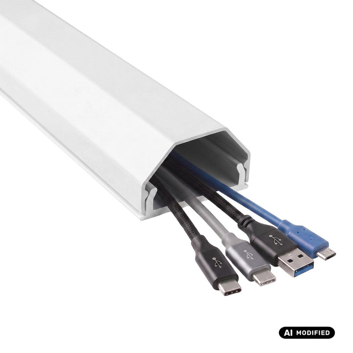 Maclean-Kabelabdeckleiste aus Aluminium, 33 x 18 x 750 mm, weiß, MCTV-897 W