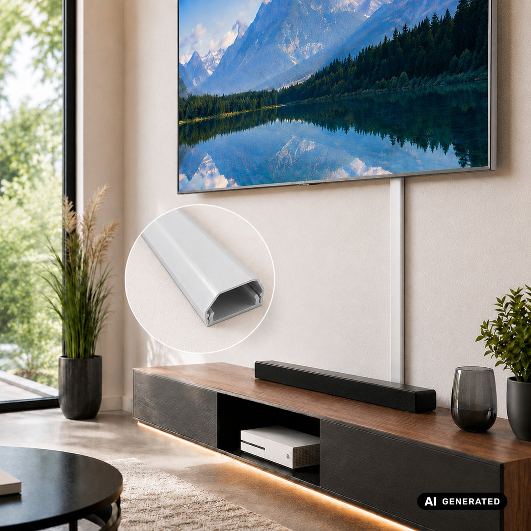 Maclean-Kabelabdeckleiste aus Aluminium, 33 x 18 x 750 mm, weiß, MCTV-897 W
