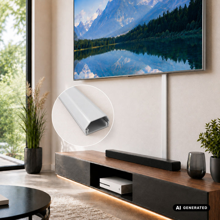 Maclean-Kabelabdeckleiste aus Aluminium, 33 x 18 x 750 mm, weiß, MCTV-897 W