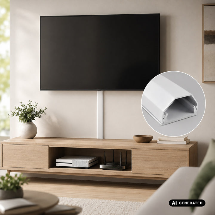 Maclean-Kabelabdeckleiste aus Aluminium, 33 x 18 x 750 mm, weiß, MCTV-897 W